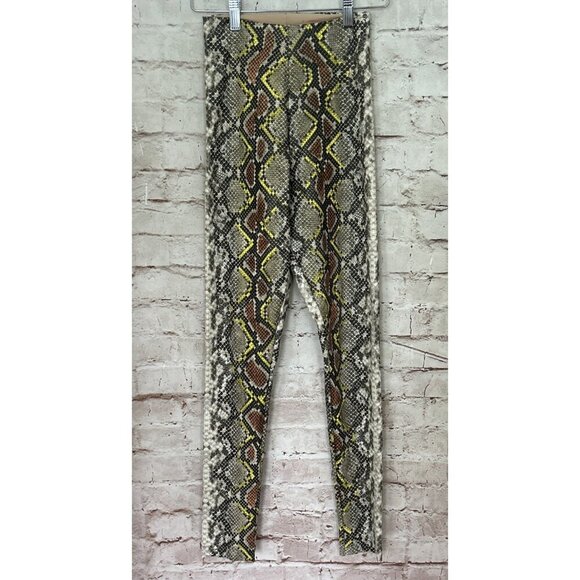 Commando Womens Faux Leather Animal Print Leggings Neon Snake Cobra Size Small - Picture 1 of 4